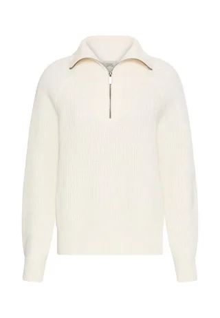 camel active - Stricktroyer mit Reißverschluss milkwhite - Gr. - M