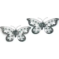 Kobolo Wandbild Schmetterling Wandschmuck - 2er Set - 29x55 cm, mit Acrylperlen