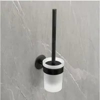 SCHÖNER WOHNEN-Kollektion WC-Garnitur »Meleto«, WC-Bürstenhalter aus Edelstahl mit Glaseinsatz, zum Kleben oder Bohren