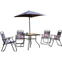 ONDIS24 Sitzgruppe Gartenmöbel Gartengarnitur Balkonmöbel Terrassenmöbel Set, (6-tlg), UV- und witterungsbeständig, inklusive Tisch und Sonnenschirm