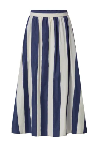 Rich & Royal - Cotton Striped Midi Skirt midnight blue - Gr. - 42