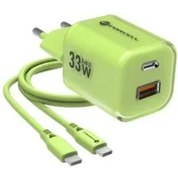 Forcell VT-41 USB-Ladegerät (3300 mA, Ladegerät + USB-C-Silikonkabel, Schnellladefunktion (PD + QC 4.0), GaN III-Technologie)