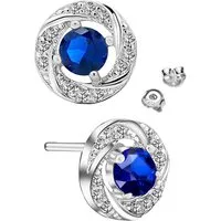 Limana Paar Ohrstecker runde 925 Silber 9mm rot blau Ohrringe Schmuck für Frauen Damen Mutter (Silberschmuck inkl. Dose), Weihnachten Geburtstag Muttertag Geschenk für Ehefrau Freundin Oma