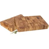 Holz Frank Schneidebrett Stirnholz Hackblock aus Eiche, 30x20x4 cm mit Griffmulden, Holz, (1-St)
