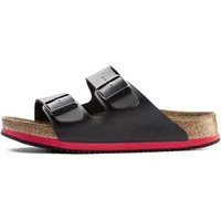 Birkenstock Sandale Arizona Superlauf, Birko-Flor, schwarz/rot Clog Rutschfeste Sohle & flexible Riemen – perfekt für täglichen Komfort.