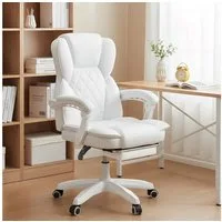 oyajia Bürostuhl Ergonomisch,mit Fußstütze, 135° neigbar (Drehstuhl aus PU leder, Belastbarkeit bis 150 kg), Schreibstuhl Höhenverstellbar, für Wohnzimmer, Büro