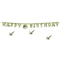 partydeco Girlande, Happy Birthday Girlande 165x45cm Jurassic World Banner Grün