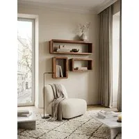 KADIMA DESIGN Wandregal Design Wandregal 3er Set BOHA Massiv Holzregale Edelholz Wand, Echtholz, Wand-Regale, Hängend Würfel, Regal Wandkästen Eckig, Landhausstil, Rustikales Wandregal-Set Holz, Hängeregal Viereckig