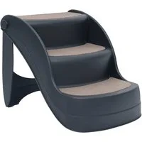 vidaXL Hunderampe Hundetreppe mit 3 Stufen Klappbar Dunkelgrau