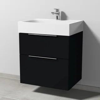 Sanipa 3way Waschtischunterbau zu Kaldewei Silenio Waschtisch mit 2 Auszügen, Schwarz-Matt UF45508