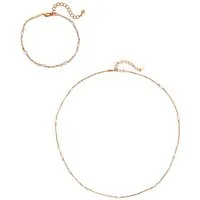 Hey Happiness Ketten und Armband Set Perlenzauber, Elegantes 2er Schmuckset 925 Silber, Zarte Perlenkette & Armband mit Perlen für Damen, mit Süßwasserperlen