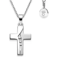Amoonic Kreuzkette Halskette Mädchen Silber 925 mit Kreuzanhänger Kommunion Taufkette (individuell anpassbare Halskettenlänge)