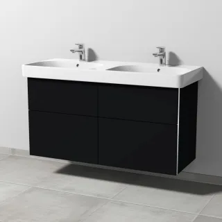 Sanipa 3way Waschtischunterbau zu Geberit Smyle Square Waschtisch mit 4 Auszügen, Schwarz-Matt BS67408