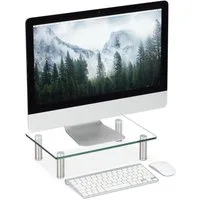 relaxdays Monitor-Halterung Bildschirmständer Glas, (Klein)