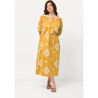Ulla Popken Midikleid Maxikleid Carmen-Ausschnitt Halbarm Biobaumwolle