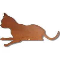 Rostikal Kantenhocker Katze Dekofigur Wohnzimmer Gartendeko (1 St), Echter Rost