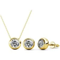 ROUGEMONT Schmuckset Charmantes Damen Schmuckset Halskette+Ohrstecker (Halskette+Ohrstecker), Strahlender Steinbesatz