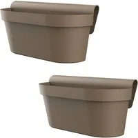 Engelland Balkonkasten Blumenkasten mit Wasserspeicher & Drainagesystem (Vorteils-Set, 2 St., Robust & Bruchfest), Blumentopf für Balkongeländer & Gartenzäune, Wetterfest, Kunststoff