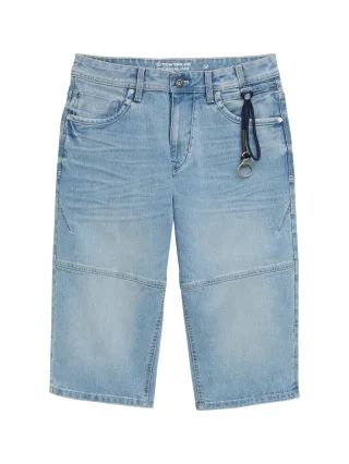 Tom Tailor - TTMORRIS RELAXED OVERKNEE Jeans Shorts used bleached blue denim - Gr. - 33