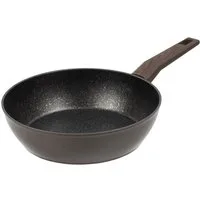 RESTO Kitchenware Bratpfanne Carina, tiefe Schmorpfanne mit holzähnlichem Soft-Touch-Griff, Aluminium (1-tlg), mit Marmor-Antihaftbeschichtung, 4-lagig, für alle Herdarten geeignet