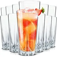 KONZEPT Gläser-Set Cocktailgläser Set 330 ml, Trinkgläser, Geriffelte Gläser, 12-tlg., für Cocktails, Wasser, Saft, Mojito, Longdrinkgläser
