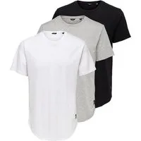 ONLY & SONS T-Shirt ONSMATT LONGY SS TEE 3-PACK (Packung, 3-tlg) Baumwolle, relaxed fit