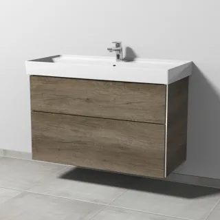 Sanipa 3way Waschtischunterbau zu Villeroy & Boch Collaro Waschtisch mit 2 Auszügen, Eiche-Nebraska BR83737