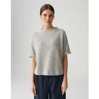 OPUS Kurzarmshirt SILUMO in Strickoptik Recycled Polyester, Funnel Neck, Fledermausärmel