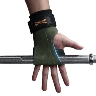 GOUNOD 1Pair Cowhide Sports Fitness Non-slip Palm Wrist Protection Grip Pads for Gym Weightlifting Training Dumbbell Pul