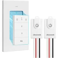 DEWENWILS Licht-Funksteuerung Funkschalter Set, für Schlafzimmer, Kinderzimmer, Büro, Arbeitszimmer, Wohnzimmer, Funk Wandschalter, Kabellos Funk Lichtschalter Set