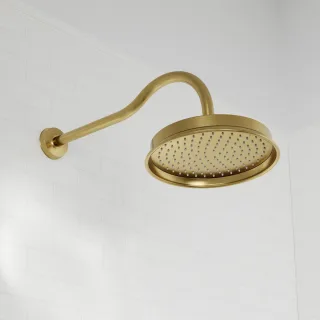 Steinberg Serie 350 Kopfbrauseset Ø 225mm inkl. Brausearm Wandmontage, mit Easy Clean, brushed gold, 350 1680 BG