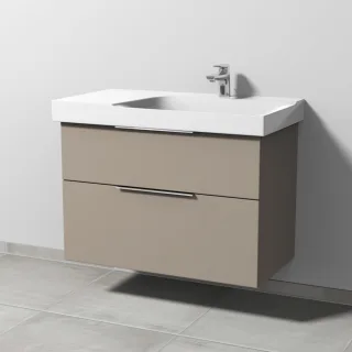 Sanipa 3way Waschtischunterbau zu Geberit Xeno2 Waschtisch mit 2 Auszügen, Sandgrau-Matt UF66367
