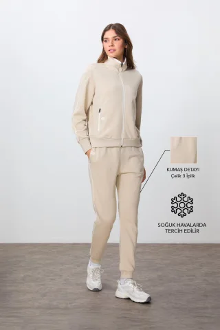 Oversized Sweatshirt mit Reißverschlusskragen und Hose Set