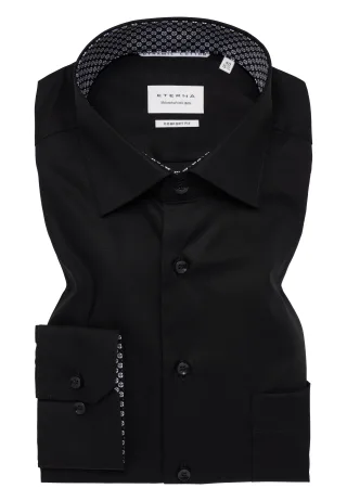 ETERNA - Hemd Popeline Langarm schwarz - Gr. - 44/Langarm - 65cm