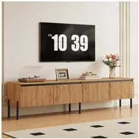 Merax Lowboard mit 4 Wellentüren, Kabelaussparungen,Metallfüßen & Stauraum (1 St), TV-Schrank TV Lowboard TV-Unterkommode, 180Lx35Bx43H cm