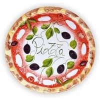 Lashuma Pizzateller Olive, (1 St), Handbemalter Servierteller Keramik Ø 33 cm