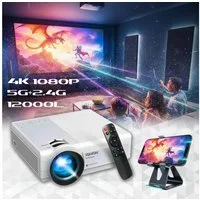 Vivitar 12000 Lumen Full HD 1080P Mini-Projektor mit 4K-Unterstützung, 5G WiFi Portabler Projektor (4K px, Bluetooth 5.1, zwei Stereolautsprechern und 300-Zoll-Display)