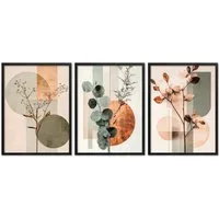 ARTFAVES Bilder-Collage Poster Set Abstract Flower Art 2 I mehrteilige Bilderwand I Wandbilder, (Wandbilder modern, 3 St)