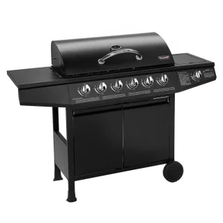 Taino Gasgrill, Schwarz, Metall, 141x103x50 cm, Grills & Outdoor-Küchen, Gasgrills