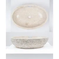 wohnfreuden Aufsatzwaschbecken Erosi Marmor Waschbecken 60 cm creme (Kein Set), 102276_MCaL11.162