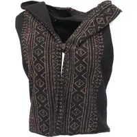 Guru-Shop Langjacke Rückenfreie Boho Weste mit Kapuze, Festival.. alternative Bekleidung