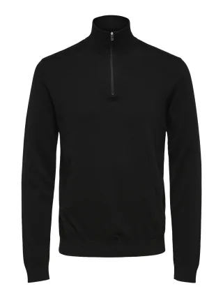 SELECTED MEN - SLHBERG LS HALF ZIP NOOS black - Gr. - S