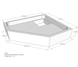 Neuesbad Wannenträger für Bette Caro 90x80x6,5 Fünfeck SD22078