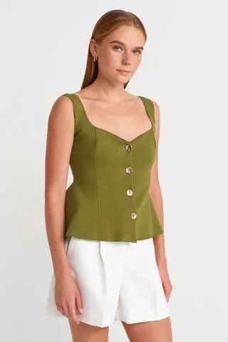 Figurbetonte ärmellose Peplum-Bluse