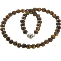 Bella Carina Perlenkette Kette mit Tigerauge Perlen 8 mm, Tigerauge 8 mm