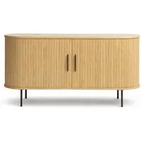 Liadomo Sideboard Uriel, Kommode, Stauraummöbel, 140 oder 180 cm Breite, Furnier in Echtholz, Schiebetüren, Lamellen-Optik, vier Farben