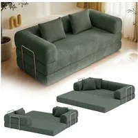 skølm Sofa & Sessel Lofn aus Vollschaum Cord, umwandelbar zum Schlafsofa/-Sessel, Dunkelgrün, Cordsofa 200 cm breit, 2 Sitzer, kein Aufbau erforderlich, vakuumiert