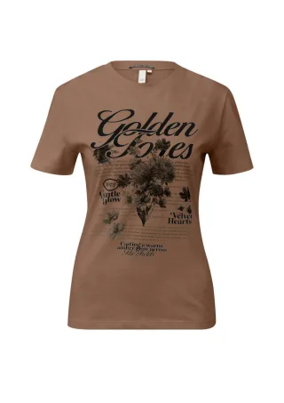 Q/S designed by - T-Shirt mit Print braun - Gr. - XS