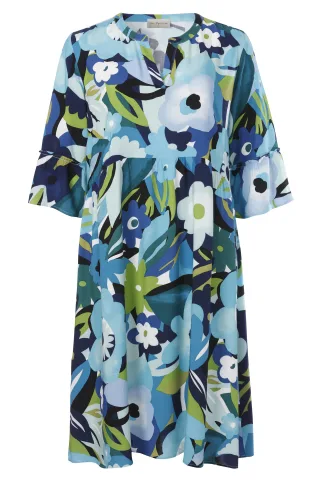 Via Appia - Kleid Rundhals 3/4 Arm Druck türkis multicolor - Gr. - 42