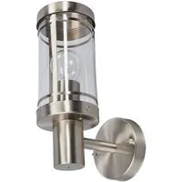Lindby Außen-Wandleuchte Djori, Edelstahl Alu IP44, 1 x 15 W LED